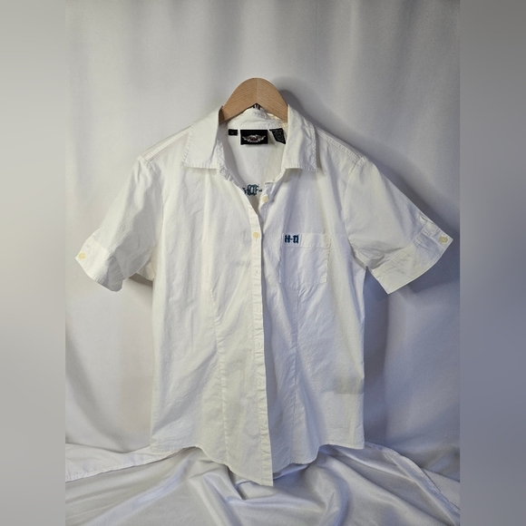 Harley-Davidson Tops - Vintage Harley-Davidson Women’s Short Sleeve Shirt White with Blue HD Size Large